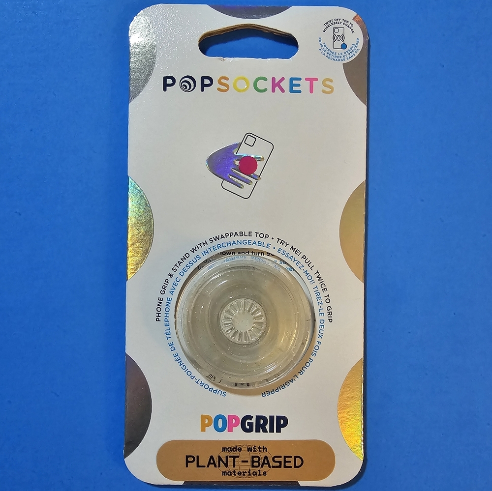Popsocket - Plant-Based Clear Glitter Silver (GLOSS)